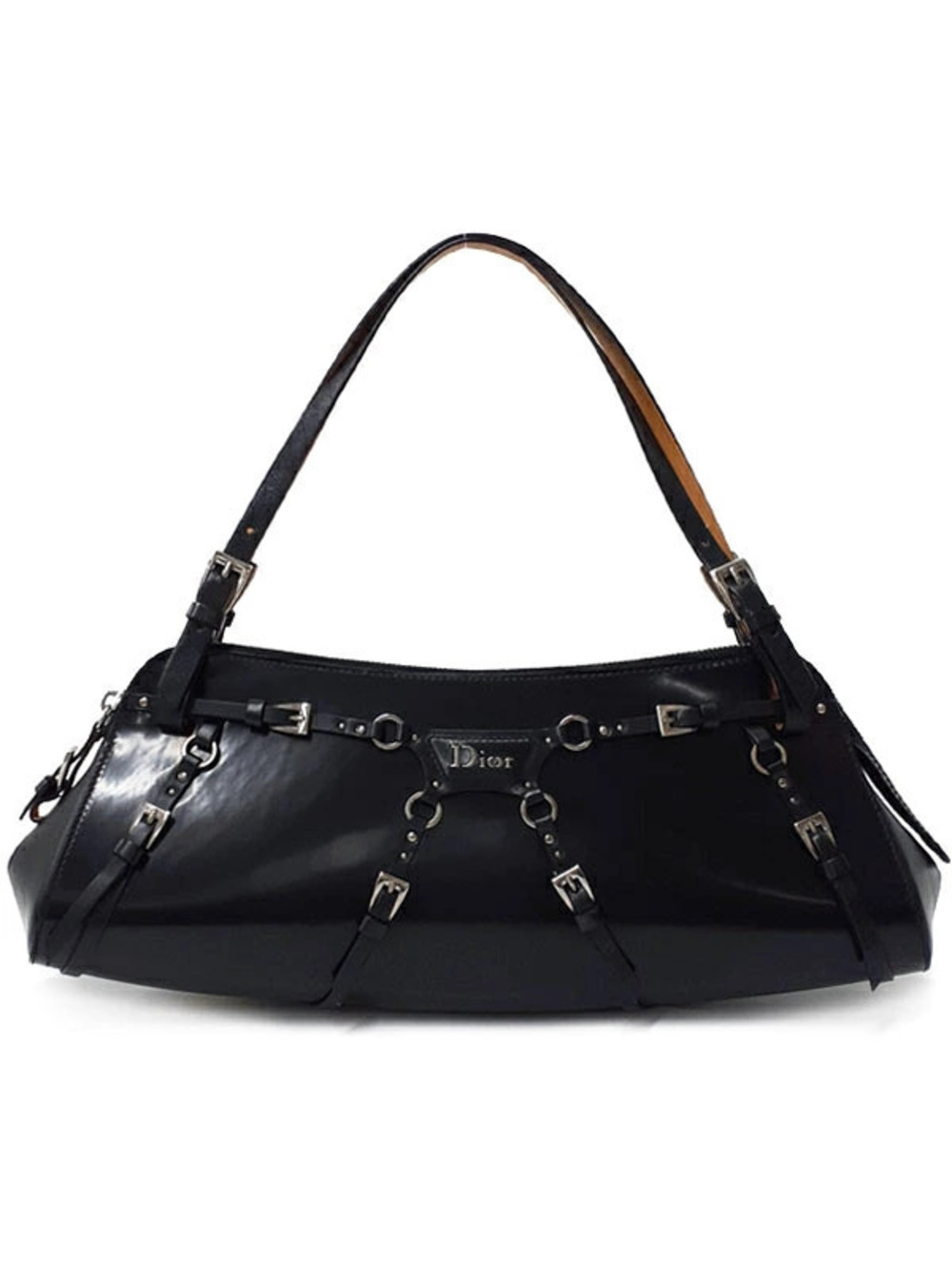 Christian Dior Bondage Shoulder Bag black leather John Gallianos